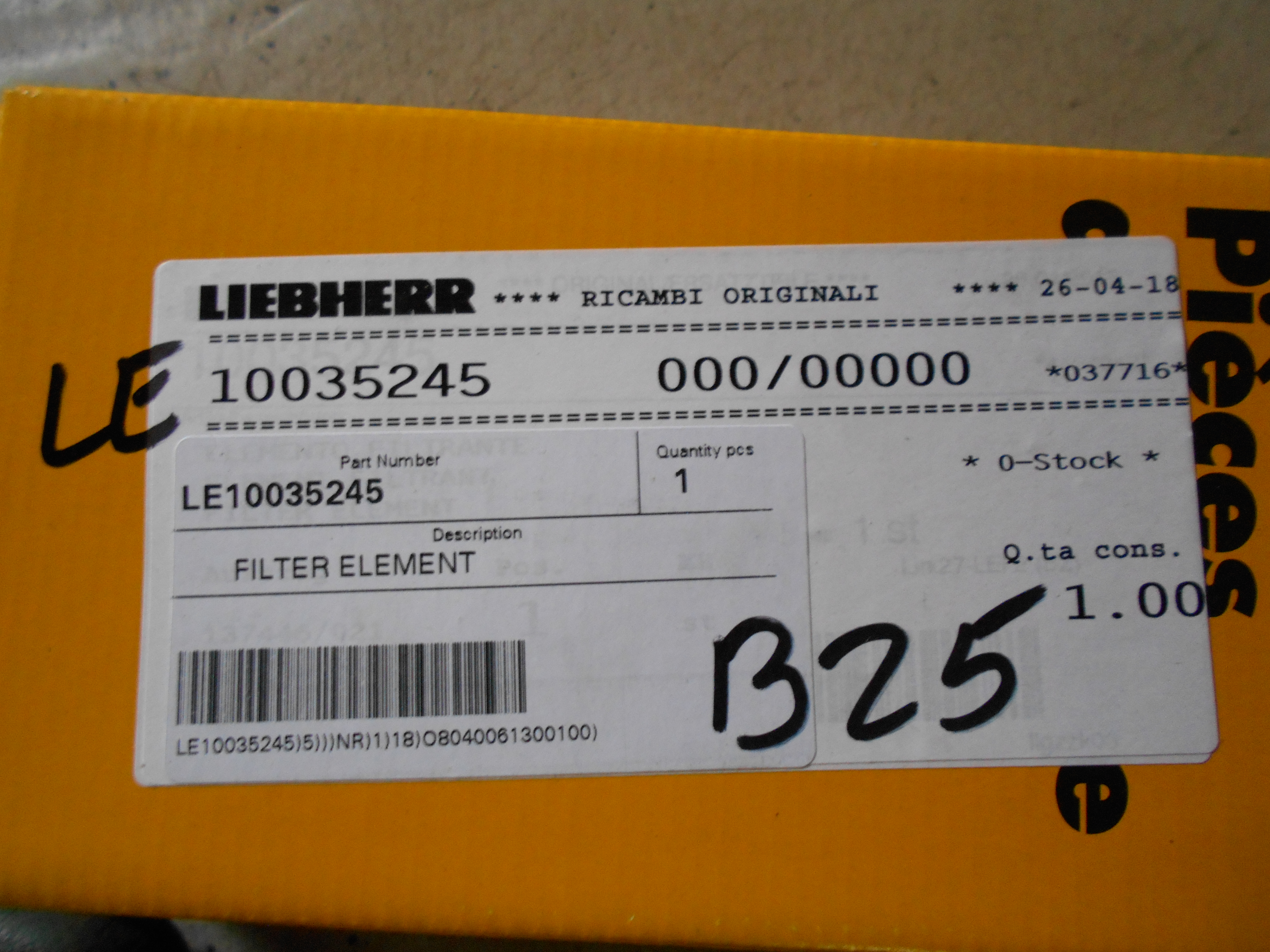 Фильтр гидробака Liebherr LE10035245